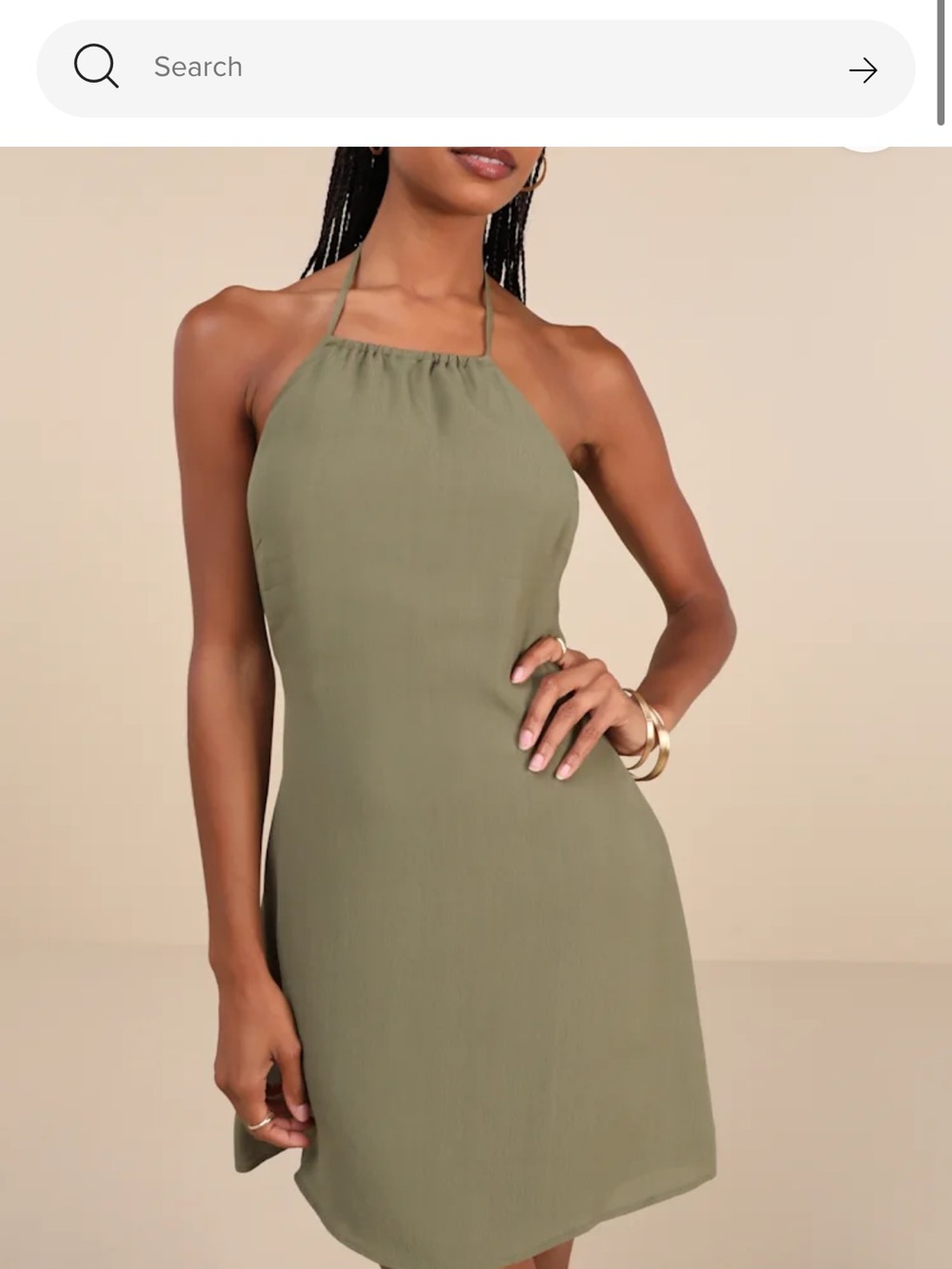 Lulu's Olive Halter Mini Dress